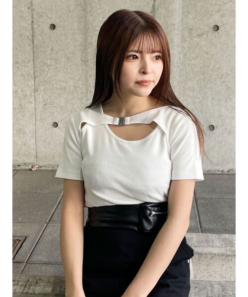 MURUA（ムルーア） tシャツ 半袖 フロントパーツレイヤードトップス