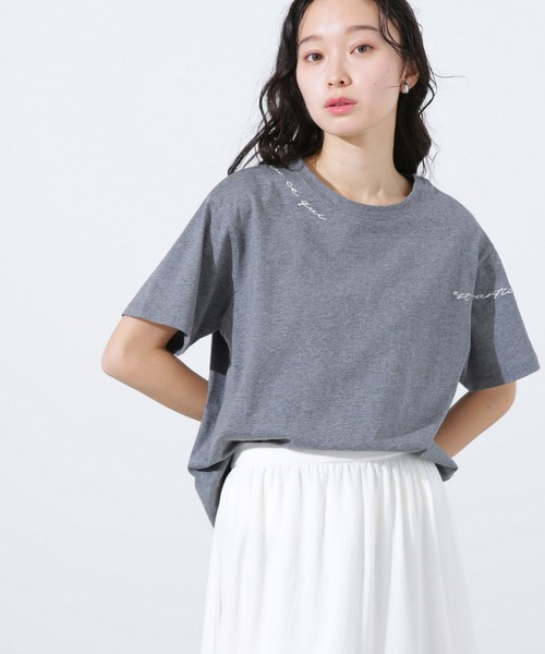 tシャツ ロゴ刺繍カットソー レディース