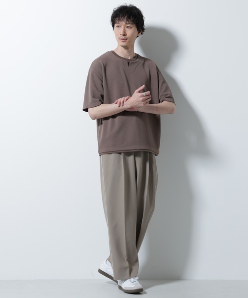 NANO universe tシャツ フェイクレイヤードキーネックTシャツ