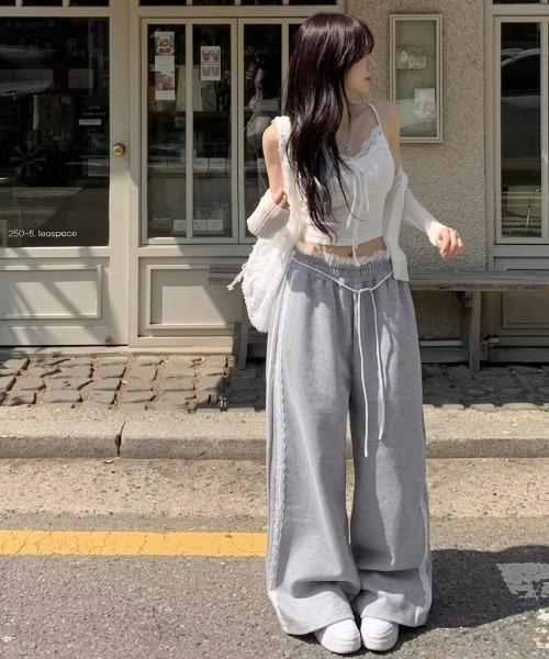 スウェットパンツ ジャージ 韓国風 サイドレースラインスウェット