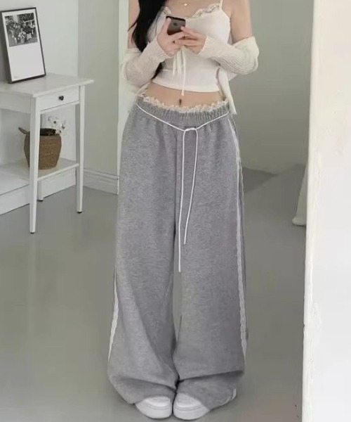 スウェットパンツ ジャージ 韓国風 サイドレースラインスウェット