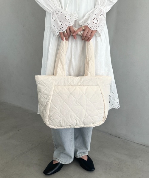 トートバッグ ファスナー付きキルティング軽量トートバッグ マザーズ