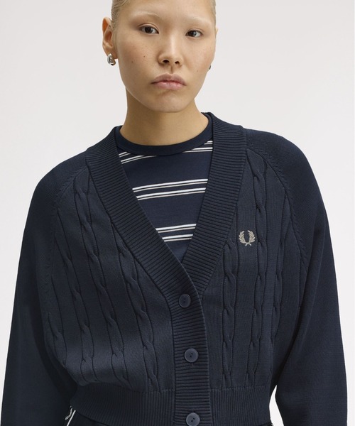 美品✨FRED PERRY フレッドペリー カーディガン ケーブルニット ロゴ 楽天市場】フレッドペリー ケーブル ニット カーディガン FRED PERRY