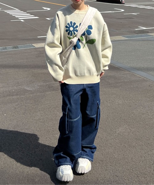 「sedacle」 「pair pair」加工デニムパンツ LARGE インディゴブルー メンズ