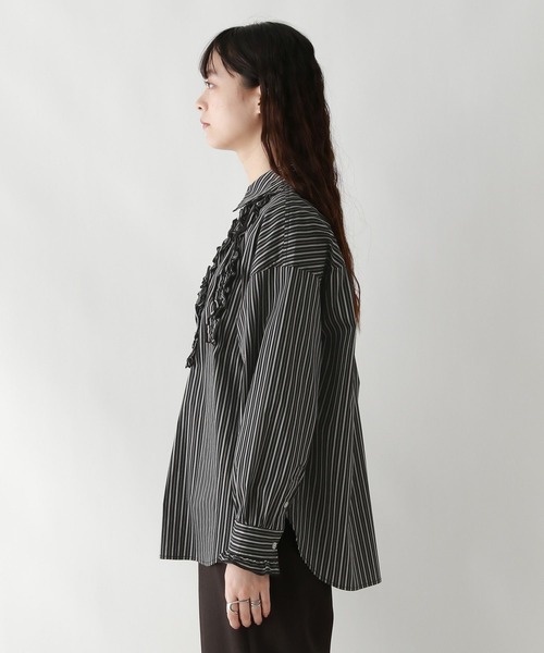 RAGEBLUE（レイジブルー） ブラウス シャツ フロントフリルストライプ