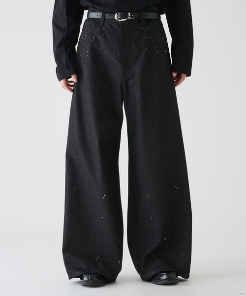 selle glant（セレグランテ） ジーンズ RHINESTONE WIDE RIGID DENIM