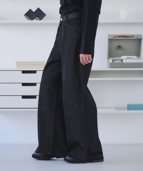 selle glant（セレグランテ） ジーンズ RHINESTONE WIDE RIGID DENIM