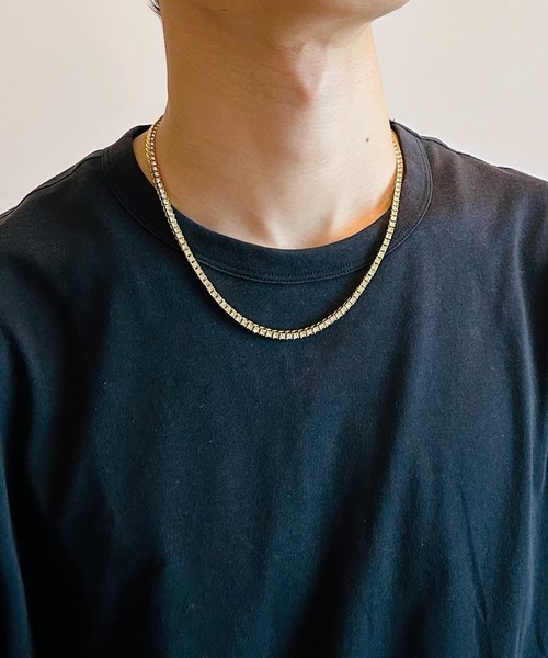 BEATJIVE ネックレス CZダイヤ 3mm 4mm テニス チェーン ゴールド