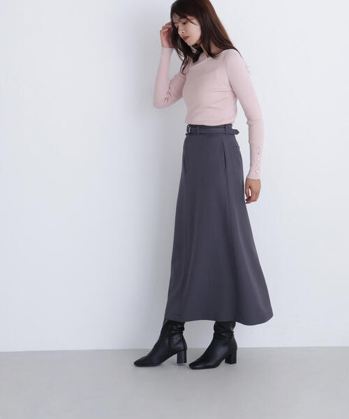 ナチュラルビューティーベーシック（NATURAL BEAUTY BASIC）/ベルテッドセミフレアロングスカート NATURAL BEAUTY BASIC（ナチュラルビューティーベーシック） スカート