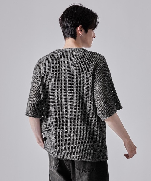 「CLEL」 半袖ニット M ネイビー メンズ_画像5