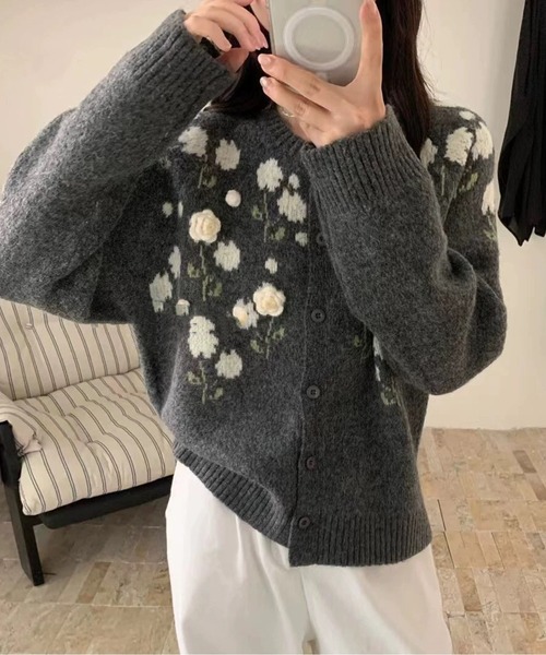 カーディガン フラワー刺繍カーディガン レディース : ZOZOTOWN Yahoo