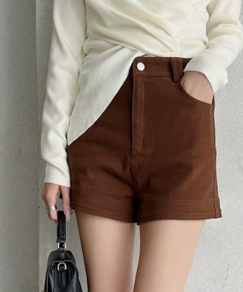 Ada. パンツ スエードタッチ ハイウエスト ショートパンツ レディース