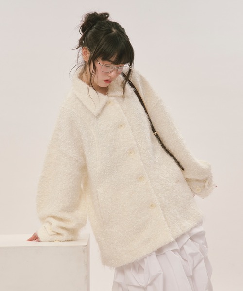 美品 シンプルライフ ミックスカラー ニット カバーオールジャケット Lジャージ loin nuit コート アウター mix color knit jacket / ミックスカラー