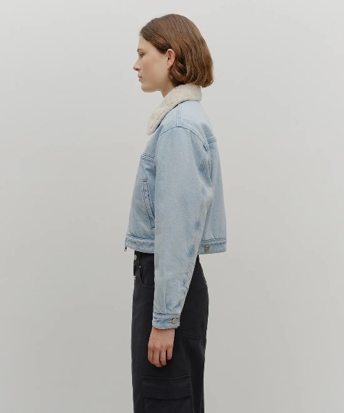 ダウンコート ダウンジャケット W CROP SHEARLING DENIM JACKET レディース_4