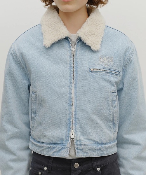 ダウンコート ダウンジャケット W CROP SHEARLING DENIM JACKET レディース_5