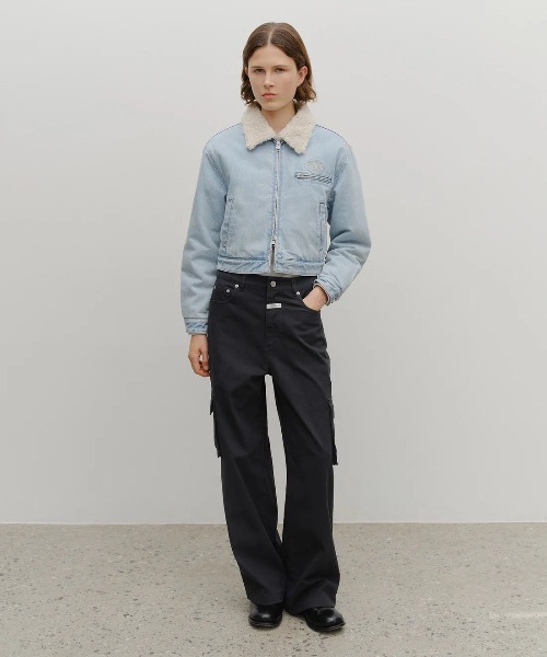 ダウンコート ダウンジャケット W CROP SHEARLING DENIM JACKET レディース_6