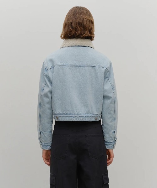 ダウンコート ダウンジャケット W CROP SHEARLING DENIM JACKET レディース_7