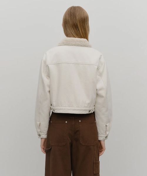 ダウンコート ダウンジャケット W CROP SHEARLING DENIM JACKET レディース_15