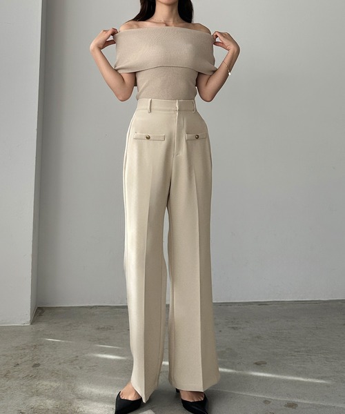 「Louere」 スラックス SMALL アイボリー レディース_画像7