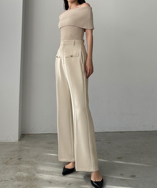 「Louere」 スラックス SMALL アイボリー レディース_画像9