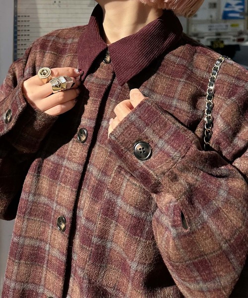 LEPSIM シャギーチェックシャツ ブラウン LEPSIM シャギーチェック