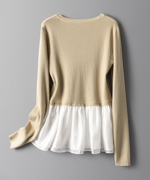 「SAISON DE PAPILLON」 長袖ニット M ブラック×ホワイト レディース_画像3