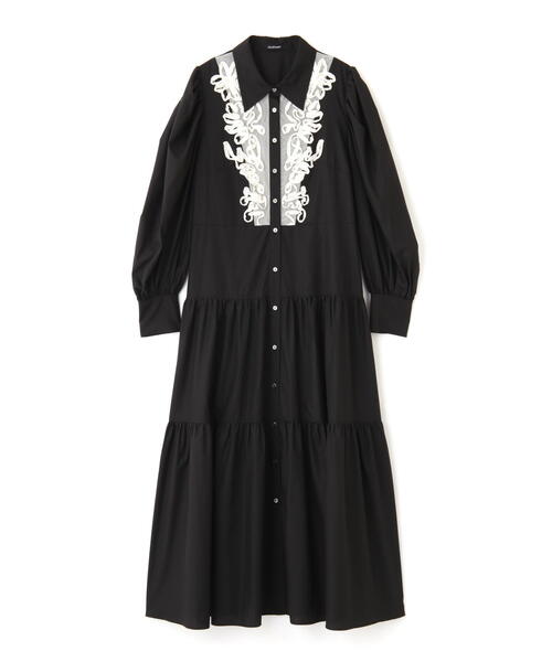 【美品】JILLSTUART シアフローレッツワンピース ブラック　2 JILL STUART（ジルスチュアート） 長袖ワンピース 2 ブラック