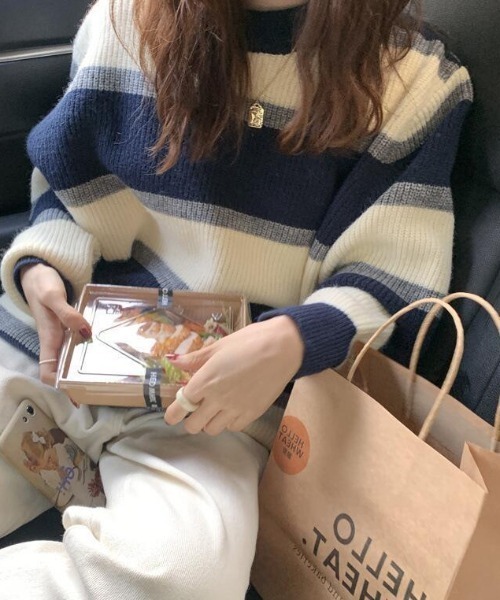 「deux amour」 長袖ニット FREE ネイビー レディース_画像7