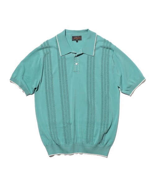 ポロシャツ Knit Polo Raised Pattern Jacquard Line メンズの画像