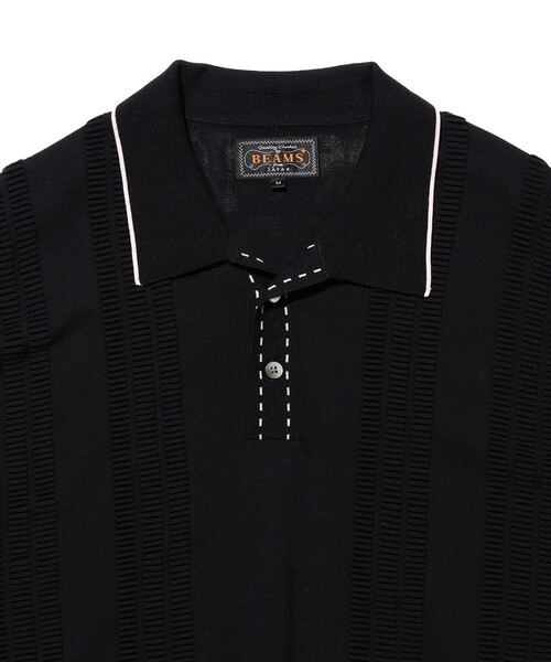 ポロシャツ Knit Polo Raised Pattern Jacquard Line メンズの画像