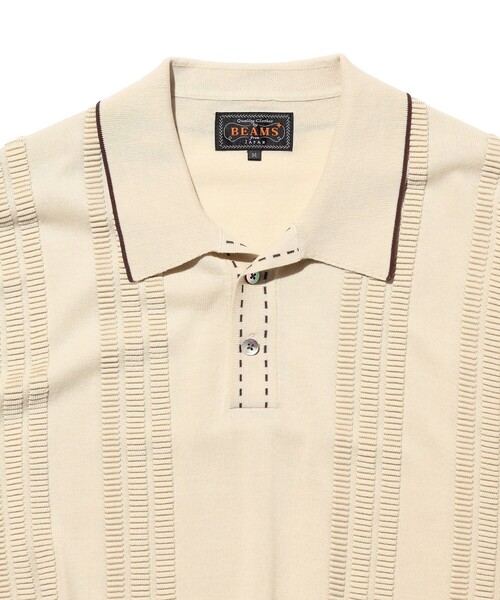 ポロシャツ Knit Polo Raised Pattern Jacquard Line メンズの画像