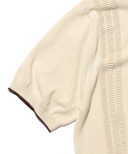 ポロシャツ Knit Polo Raised Pattern Jacquard Line メンズの画像