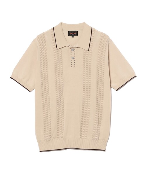 ポロシャツ Knit Polo Raised Pattern Jacquard Line メンズの画像