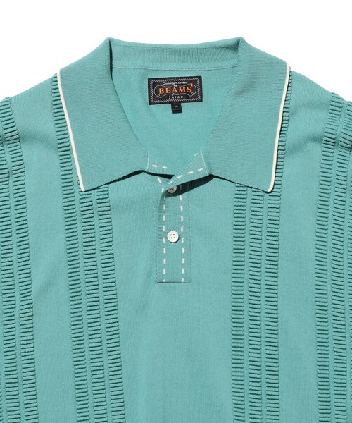 ポロシャツ Knit Polo Raised Pattern Jacquard Line メンズの画像