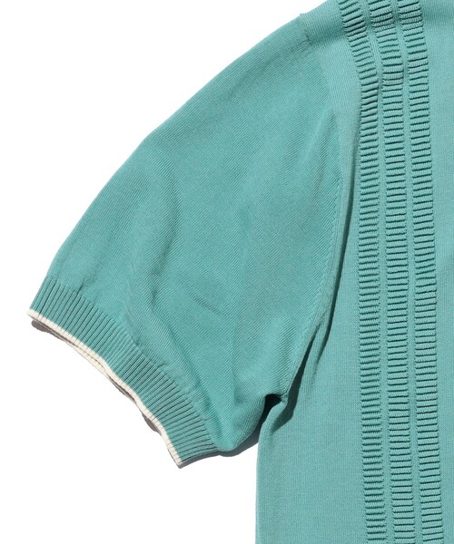 ポロシャツ Knit Polo Raised Pattern Jacquard Line メンズの画像