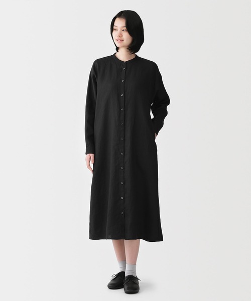 無印良品（MUJI） シャツワンピース 婦人 リネン 洗いざらし 長袖