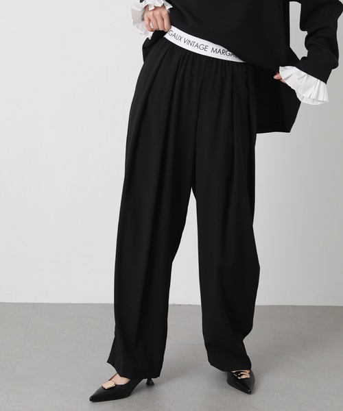 margaux ワイドパンツ パンツ ウエストロゴタックパンツ レディース