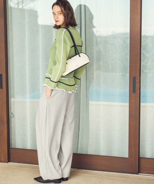 margaux ワイドパンツ パンツ ウエストロゴタックパンツ レディース