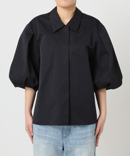 プラージュ　襟開き　ビックシャツ　ブラック plage（プラージュ） ブラウス シャツ Tuck Sleeves シャツ レディース