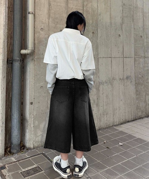 ハーフパンツ ワイドパンツ パンツ フロントタックバギージョーツ