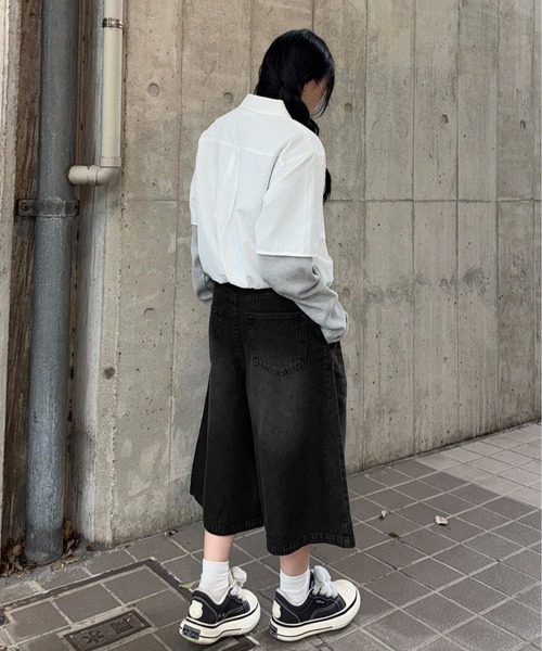 ハーフパンツ ワイドパンツ パンツ フロントタックバギージョーツ 