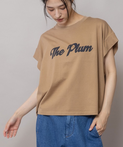 tシャツ The Plum”ロゴプリントタックスリーブTシャツ レディースの画像