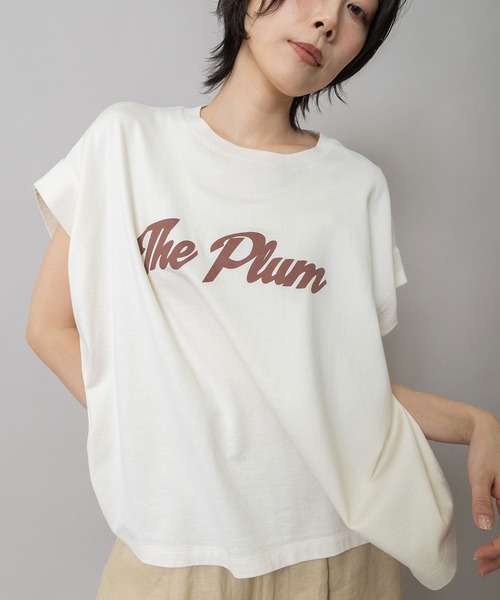 tシャツ The Plum”ロゴプリントタックスリーブTシャツ レディースの画像