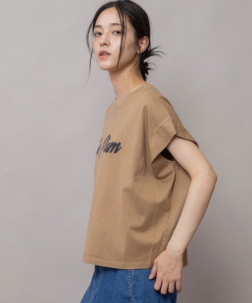 tシャツ The Plum”ロゴプリントタックスリーブTシャツ レディースの画像