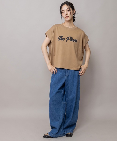 tシャツ The Plum”ロゴプリントタックスリーブTシャツ レディースの画像