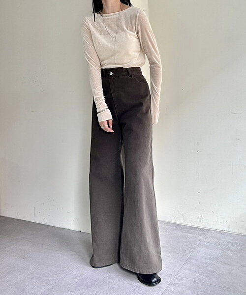 「mystic」 ブーツカットデニムパンツ 1 ベージュ レディース_画像4