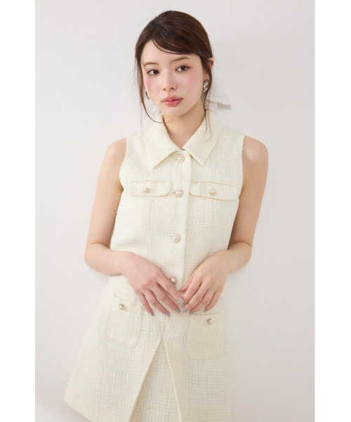 ベスト ジレ 「AKB48着用」ノースリーブツイードトップス　春服 夏服 レディース | rienda | 01