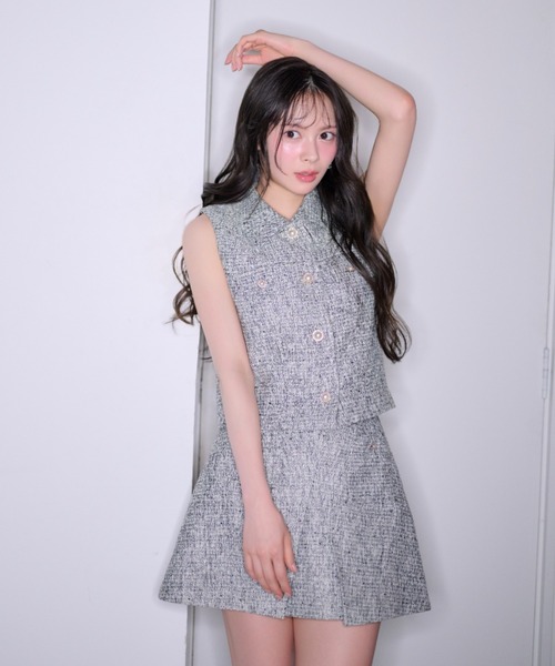 ベスト ジレ 「AKB48着用」ノースリーブツイードトップス　春服 夏服 レディース | rienda | 02