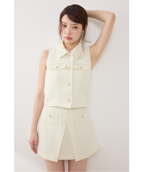 ベスト ジレ 「AKB48着用」ノースリーブツイードトップス　春服 夏服 レディース | rienda | 18