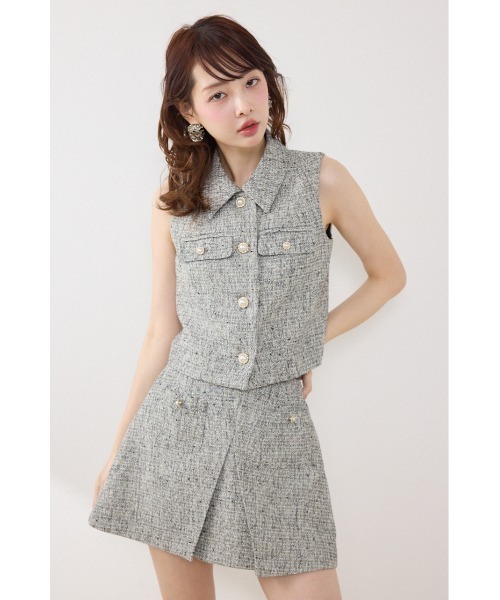 ベスト ジレ 「AKB48着用」ノースリーブツイードトップス　春服 夏服 レディース | rienda | 10